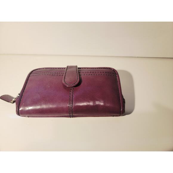 Brighton Crossbody Wallet Burgundy Silver Lined Body and Wrist Straps Zipper - Picture 3 of 14